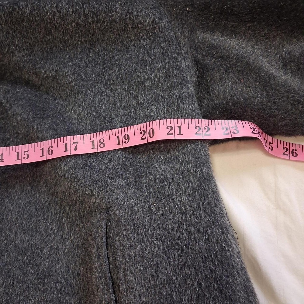Vintage 50s 60s Luxury Charcoal Gray Wool Genuine Mink Fur Collar Overcoat M L - Picture 3 of 8